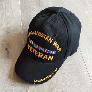 Afghanistan War Veteran Hat Black Acrylic Adjustable Baseball Cap Embroidered OS